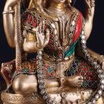 Brass Sitting Ardhanarishwara Statue | 9.5" x 6" x 3" | 4.5 kg | Stone Inlay Work | Shiva Parvati Divine Unity | Sacred Hindu Art | Jaipurio